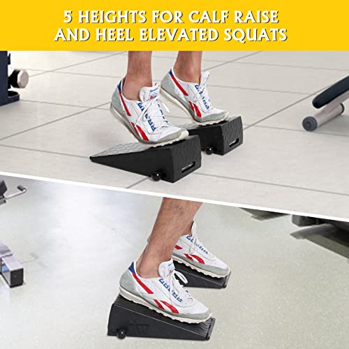 Squat Wedge Height Adjustable Slant Board for Heel Elevated Squats Calf Stretcher Block Enhance Mobility And Strength Performance - color: B: Black-Metal-5Heights