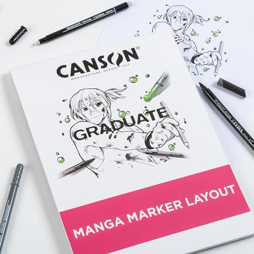 Canson Graduate Manga Marker Pad, Foldover, 9x12 inches, 50 Sheets - Artist Paper for Illustration, Comic, Character, Cartoon