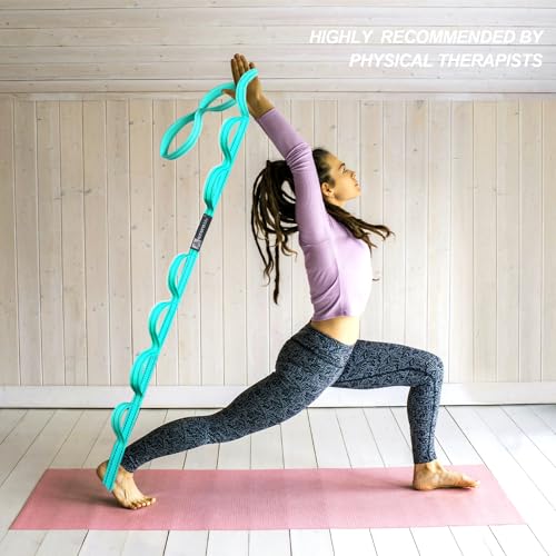A AZURELIFE Premium Durable Stretch Straps with Loops, Stretching Strap for Physical Therapy, Multi-Loop Yoga Strap Fitness Exercise Strap for Yoga, Pilates, Dance, Flexibility&Exercise - color: #1-Green