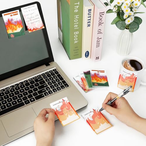 Dumpster On Fire Desk Accessories,Flames are Burning Cute Sticky Notes | 12 Pads 3.54 x 2.36 Inch,It's Fine I'm Fine Everything is Fine,Memo Notes Funny Office Gifts for Women Men Coworkers - color: 12pcs Dumpster-b