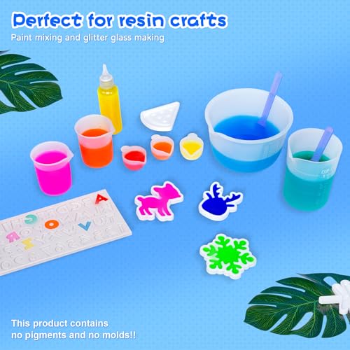 Silicone Resin Mixing Measuring Cups for Resin Supplies, 600ml/20oz Bowl, 250 & 100ml Thickened Reusable Silicone Cups for Epoxy Mixing, with Stir Sticks and Pipettes, Jewelry Making - size: 600+250+3*100ml (Transparent Marks)