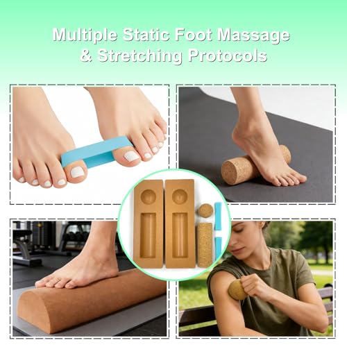 4-in-1 Cork Balance Board Kit, Foot & Ankle Strengthener with Massage Roller/Ball, Premium Natural Cork Foot Strengthener, Ankle Stability Trainer for Balance & Mobility, Plantar Fasciitis Relief & Fall Prevention