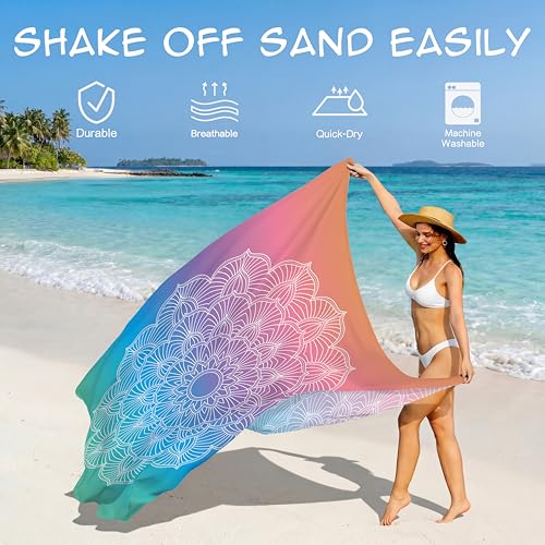 Aroveea Beach Blanket Waterproof Sandproof 78''X81''/10'X9' Oversized Mat - color: Mandala1, size: 78''x81''