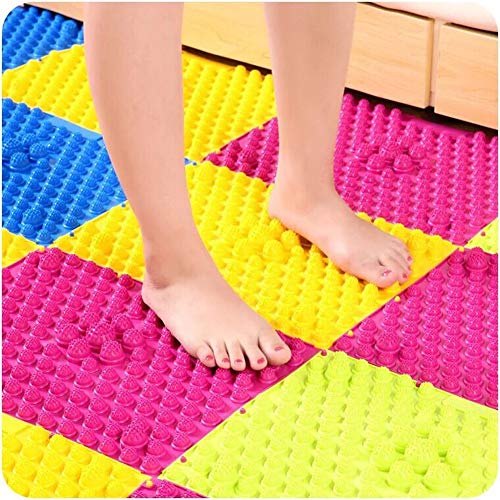 Foot Massage Mat Acupressure Mat Foot Reflexology Walking Toe Plate Massage Pad Bathroom Mat Yoga Mat Anti-Slip Mat Outdoor Game 2 PCS (Yellow) - color: Yellow