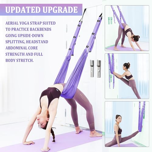 Leg Stretcher Strap Adjustable Fitness Strap Band for Waist Trainer Stretching Door Swing Flexibility Tensile Trainer with Carrying Pouch Back Bend Go Upside-Down for Yoga Practitioner Ballet Dancer Gymnastics Exercises - color: Purple