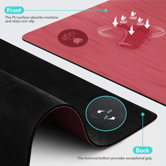 Pro Non Slip Yoga Mat Thick for Hot Yoga, Pilates, Workout & Home Gym - color: Maroon