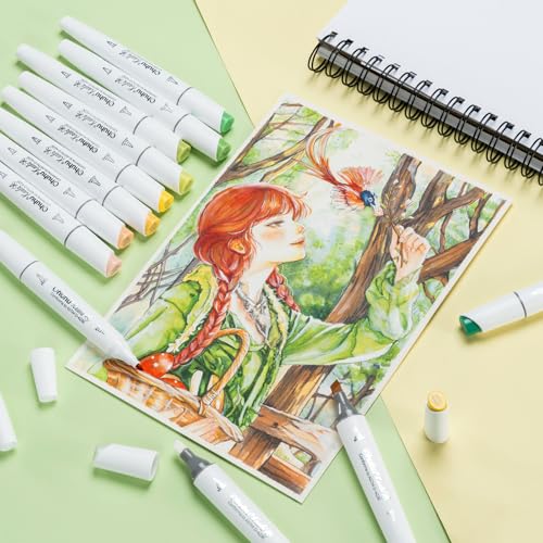 Ohuhu Alcohol Markers 108 Colors Fine& Slim Broad for Architectural Design | Dual Tips Alcohol-based Refillable Art Markers for Artists Adults Coloring Drawing Illustration, Kaala - color: 108 Vibrant Colors + 1 Colorless Blender
