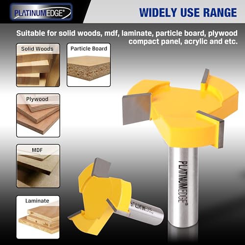 PLATINUMEDGE Spoilboard Surfacing Router Bit, 1/2-Inch Shank 2-Inch Cutting Diameter, Slab Flattening Router Bit Planing Wood Planer Bit (Carbide) (Pack of 2) - size: 1 Piece - 1/2 Inch Shank (Pack of 2)