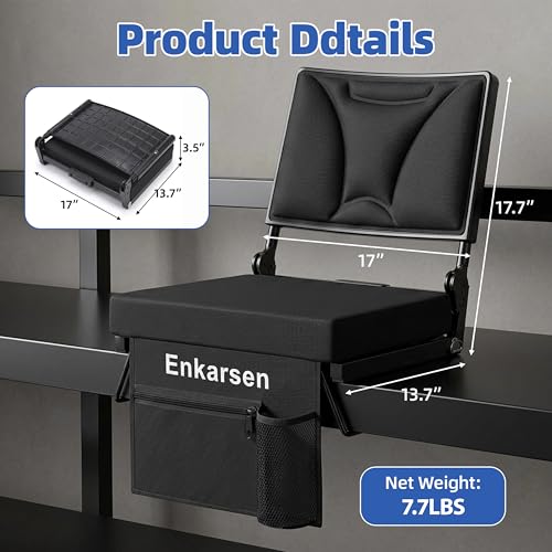 Stadium Seats with Back Support, Height & Angle Adjustable Reclining Backrest, Ultra-Soft Multi-Layer Foam Cushion, Portable Bleacher Chairs for Sports Events,Outdoor Camping & Concerts