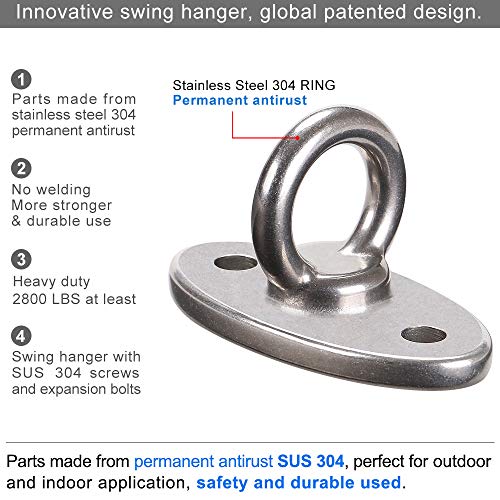 BeneLabel Wall Ceiling Mount Bracket for Suspension Strap Trainer, 2800lb Capacity, Body Weight Strength Training Systems, Aerial Yoga Swing, Resistance Band,Hammock,Battle Rope, Boxing Equipment - color: 1Pcs closed hook