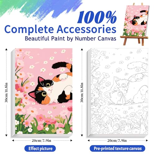 ZTOTZ Cats Paint by Numbers Kit for Kids,Funny Animal 20x30cm | Paint by Numbers Kit for Adults Framed, Mini Christmas Number Artist Kits for Gift Wall Decor (8X12 inch) - color: A-03-cat