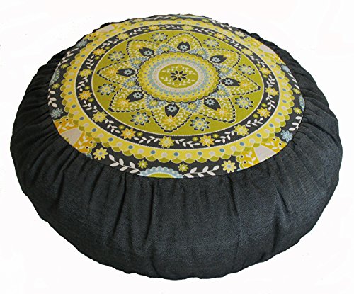 Meditation Cushion Zafu Pillow - Limited Edition - Silence of the Spirit Lime/Gray - color: Silence of the Spirit Lime/Gray