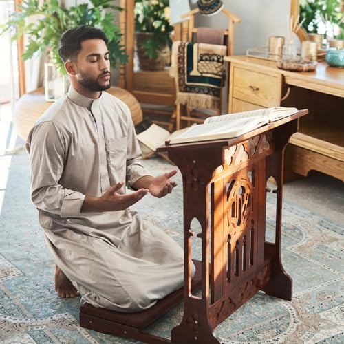 Novabright Florentine Prayer Bench Kneeler Church Prayer Bench Stool with Shelf and Cushion Prayers Kneeler for Home Church Religious Gifts