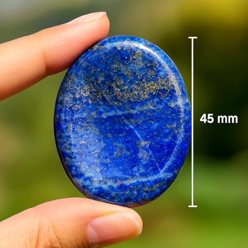 Natural Polished Thumb Palm Crystal for Meditation, Lapis Lazuli Worry Stone for Stress Relief, Anxiety Support & Pocket Reiki Healing - color: Lapis Lazuli
