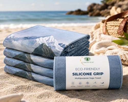 Multipurpose Yoga Mat Towel 72" x 26.5" - Christian Faith-Based Fitness Towel with Non-Slip Silicone Grip, Quick Drying & Sweat Absorbent for Yoga, Pilates, Gym, Picnic & Outdoor Activities