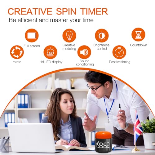 Table Twist Timer, Large LED Display Stopwatch, Silent & Loud Alarm, 199 Minute Countdown & Up, Vintage Night Light, for Kitchen Cooking Meeting Teacher Classroom Office Yoga Fitness Games (Orange) - color: Orange