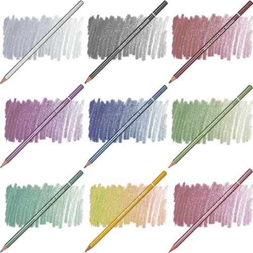 Metallic Pencils,Oil Based Wooden Metallic Colored Pencil Set for Adults Coloring Books Drawing Sketching Art Supplies - color: Metallic