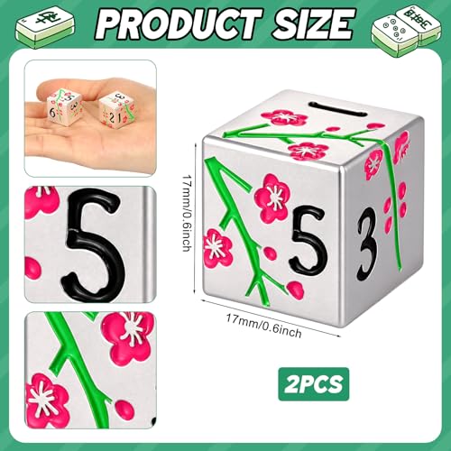 2 Pcs Mahjong Dice Metal, Classic, Silver Pink | D6 Mah Jong Dice,Standard Size Mahjong Dice, Durable Material, Replacement for Lost Dice, Board Game Mahjong Supplies - color: Silver Pink, size: Classic