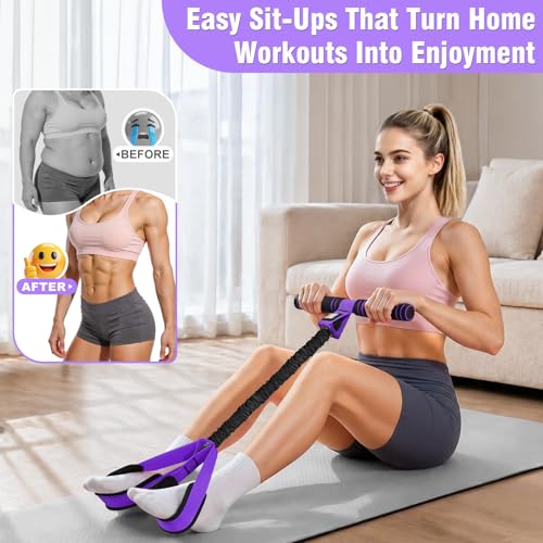 Upgraded Pedal Resistance Band with Handles, Multifunction Foot Pedal Resistance Bands for Abdomen,Waist,Arm, Core/ABS,Leg Workout at Home - Physical Therapy,Stretching,Strength Equipment - color: Purple