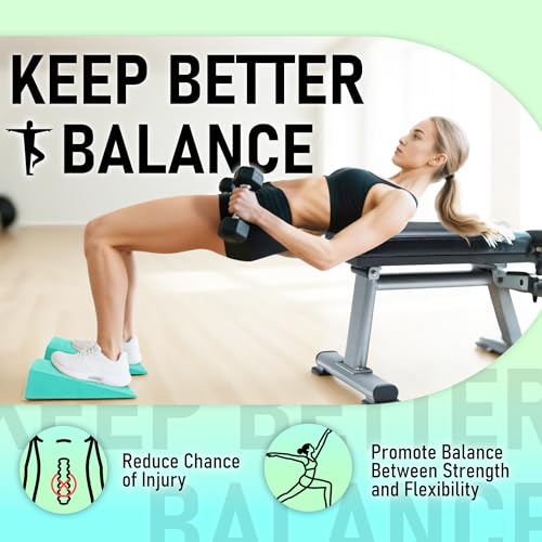 Folaps Squat Wedge Block with Guide for Heel Elevated Squat Weightlifting Slant Board for Squats with Carry Bag to Improve Mobility Balance and Strength Performance - color: Mint Green