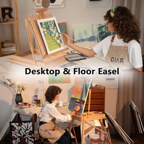 DJAR 169-Piece Wooden French Easel Art Painting Kit for Adults | Portable Plein Air Artist Supply Kit with 48 Acrylic, 24 Watercolor & 24 Oil Paints, Gift for Artists, Students & Beginners