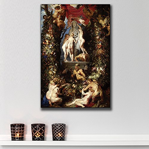 wall26 - Oil Painting of Nature Adorning The Three Graces by Peter Paul Rubens - Baroque Style - Angels, Catholic, Devil - Canvas Art Home Art - 12x18 inches - color: 23. Nature Adorning the Three Graces, size: 18"L x 12"W