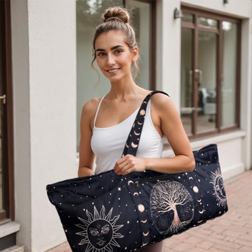 Yoga Mat Bag Yoga Mat Carrier with Shoes Compartment & Wet Pocket Pilates Bag with Zipper Pockets & Yoga Mat Holder Strap Yoga Bags and Carriers Fits All Your Stuff - color: Tree of Life