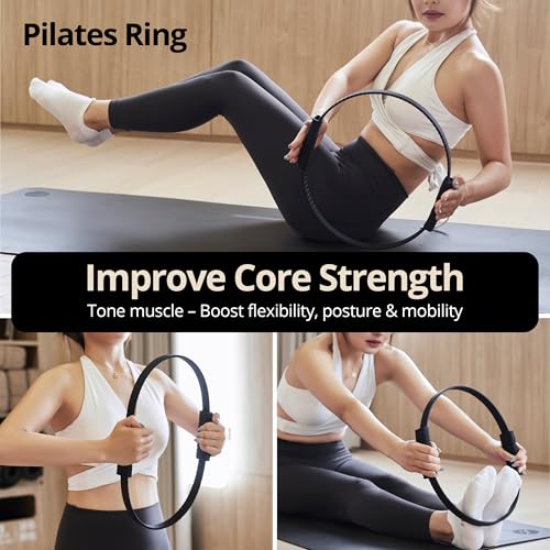 Build & Fitness Pilates Ring – 13.5 inch Magic Circle for Toning Thighs, Core, and Arms – Lightweight, Durable Silicone & Fiberglass Construction for Modern Home, Studio & Travel Workouts