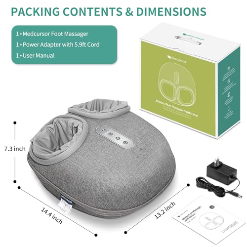 Medcursor Foot Massager with Heat | Shiatsu Deep Kneading, Relief for Tired Muscles and Plantar, Multi-Level Settings, Adjustable Intensity, Gifts for Women Mom - color: Grey