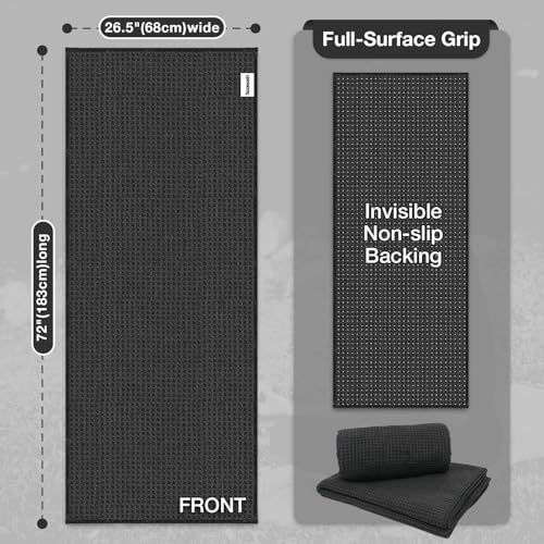 Hot Yoga Mat Towel, Non-Slip Grip Microfiber 26.5x72in - color: Carbon Black, size: 26.5 inch X 72 inch