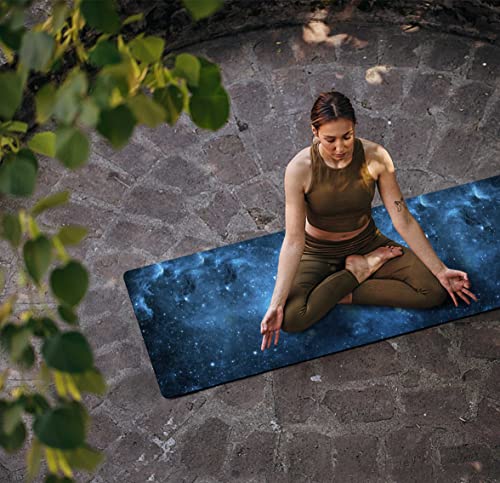 nuveti Printed Travel Yoga Mat 1/16 Inch Thick Non Slip Fitness Workout Mat | with Carrying Bag, Foldable Lightweight Suede & Natural Rubber Yoga Mat for Yoga Pilates and Fitness 72" L x 24" W x 1.5mm - color: MengHuan