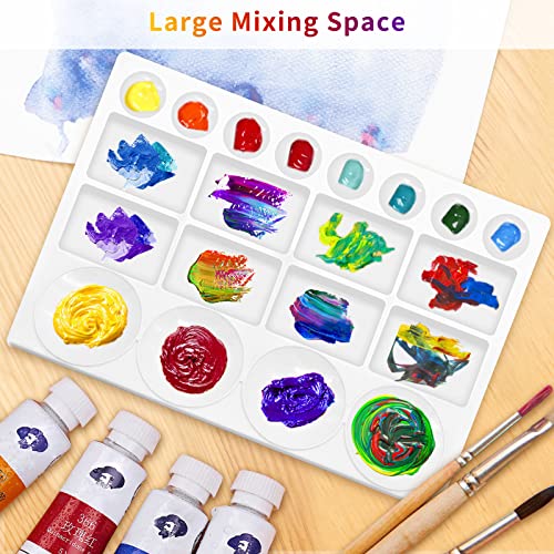 20 Well Watercolor Paint Tray Palette Pallet Acrylic Painting Mixing Plastic Artist Large Square Palette, 13 x 10 Inches, White, 1PCS