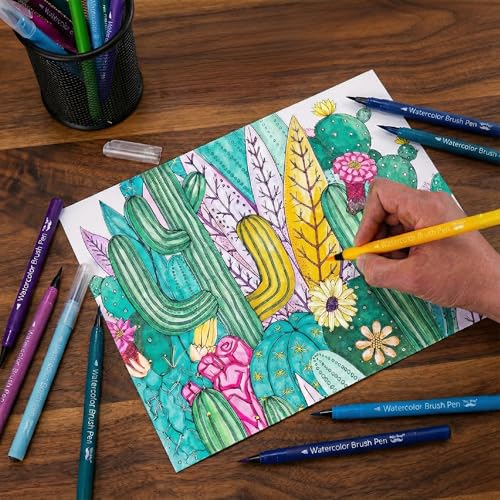Mr. Pen- Watercolor Brush Pens, 36 Pack, Blendable Art Markers | Non-Toxic, Smooth Color Pens for Calligraphy, Coloring, Pros & Beginners