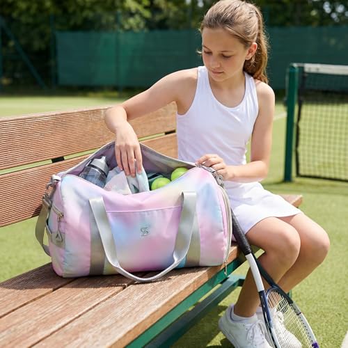 STELLE Dance Bag for Girls Sports Duffle with Shoe Compartment(RW,F) - color: Rainbow Wash