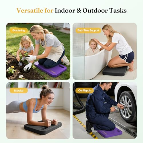 Grenebo 2-Pack Kneeling Pads, Extra Thick, 17.3 x 11 x 1.6 in, Black Purple - color: Black Purple
