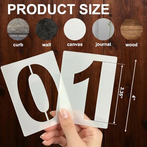 Number Stencils for Painting, 10 Pcs 4 Inch for Cards Gift Tags Crafts | Reusable & Easy to Clean, Address Numbers & Party Dates, Cake Toppers, Favor Bags, Scrapbooks, Beginner Friendly - color: Number 4"