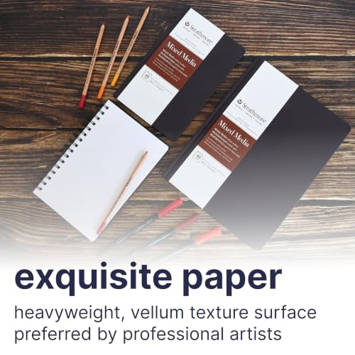 Strathmore 400 Series Mixed Media Paper Art Book, Matte Brown Cover, Natural White, Hardbound, 24 Sheets, 8.5x11 inch - size: 8.5x11 inch, style: Hardbound
