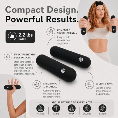 Pilates Pro Power Pack - Equipment Set for Home Workout - All-in-One Fitness Kit with Ankle Weights, Dumbbells, Resistance Bands, Pilates Ball & Canvas Tote - Full Body Workout System, Portable Home Gym Equipment for Women & Men - color: Onyx/Black Tote