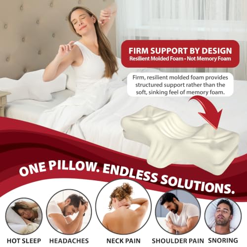 Therapeutica Ergonomic Cervical Pillow for Neck Pain Relief, Large, WH - color: White, size: Large