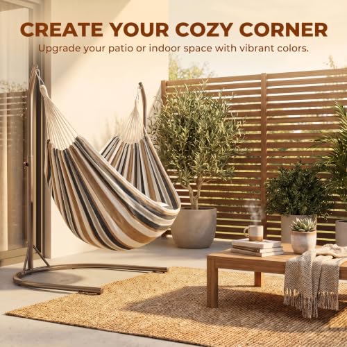 Canvas Hammock 122" Long X 59" Wide 2 Person Hammock 440 pounds Maximum Weight Applicable Scenes in Courtyard Autumn, Indoor Hanging Chairs, Beach Leisure (Black White, Full) - color: Black White
