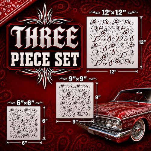 LiME LiNE Reusable Airbrush Stencil Sets for Airbrushing, Custom Paint & Crafting (Paisley Bandana Stencil Set) - style: Paisley Bandana Stencil Set