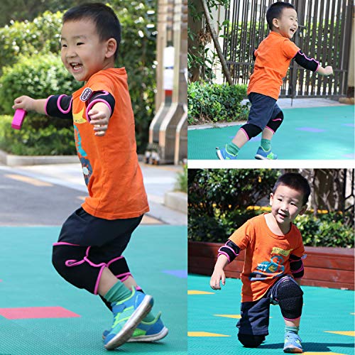 Elbow Pads and Knee Pads for Kids,Protective Pad Sets with Thickened Pad - color: Rose, size: Small