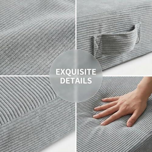 22 inches Meditation Floor Pillow Square Large Floor Cushions for Adults, Thick Memory Foam Seat Cushions for Yoga, Living Room, Sofa, Tatami, Bay Window Gray - color: Gray, size: 22*22*5inch