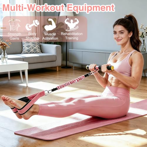 Adjustable Pedal Resistance Band, 20/30/40LBS, Door Anchor, Workout Kit