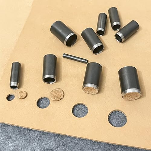 Leather Circle Cutter Tool Set, 21 Pieces Circle Punch Tools 1-12mm 15 20 25 30 35 40 45 50 55mm, High Carbon Steel Round Cutting Dies - Hole Punch Tool Kit for DIY Leather Crafts - size: 21 Sizes