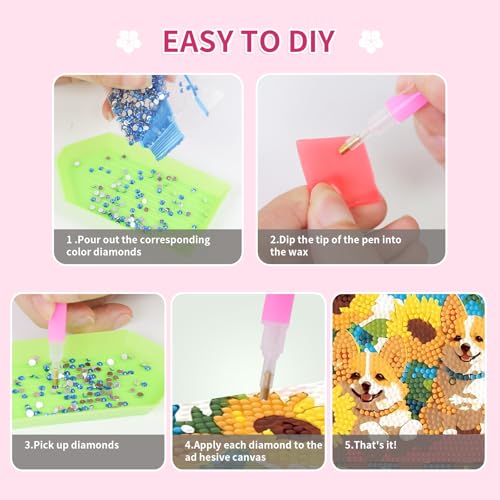 PERFECTSIGHT Cute 5D Diamond Art Kits, Kawaii DIY Painting Art for Adults Teen, 4 Pack Diamond Arts and Crafts Sets, Big Gem Full Drill Diamond Dots for Women (Summer) - style: Summer