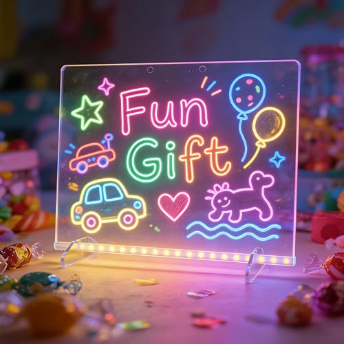 16" Rechargeable Led Drawing Board for Kids with 13 Light Effect, Glow Doodle Acrylic Dry Erase Board-Built-in Stand, Light Up Drawing Tablet for Kids, Gifts for Girls/Teen, 7 Markers(Yellow) - color: Yellow