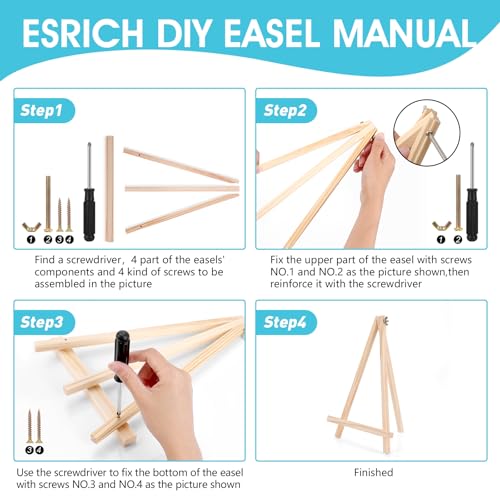 ESRICH 5 PCS 9in Easel for Painting, Easel Stand for Paint Canvas | Wood Easel Stand for Sign,Tabletop Easels for Painting, Small Art Easel Canvas Stand Photo Display Holder for Kids Adults - style: 9''-5PK