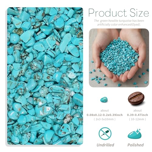 SUNYIK Green Howlite Turquoise Tumbled Chip Stone with Throat Chakra Pillow | 0.5LB/230g Crushed Crystal Quartz Chips for 7 Chakra Healing Meditation Yoga Reiki Energy Balancing - color: Green/Blue