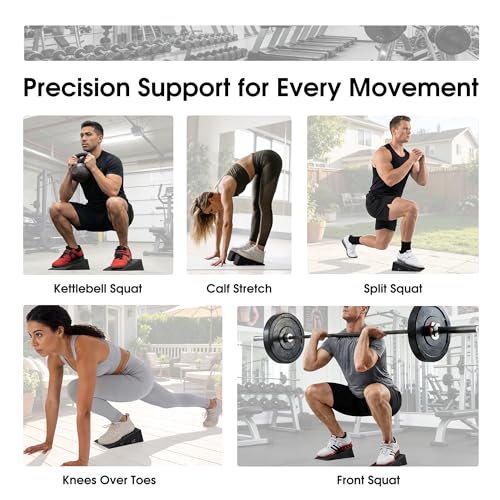 Folaps Squat Wedge Block with Guide for Heel Elevated Squat Weightlifting Slant Board for Squats with Carry Bag to Improve Mobility Balance and Strength Performance - color: Dark